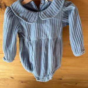 Beaufort Bonnet Company bodysuit with Peter Pan collar light blue